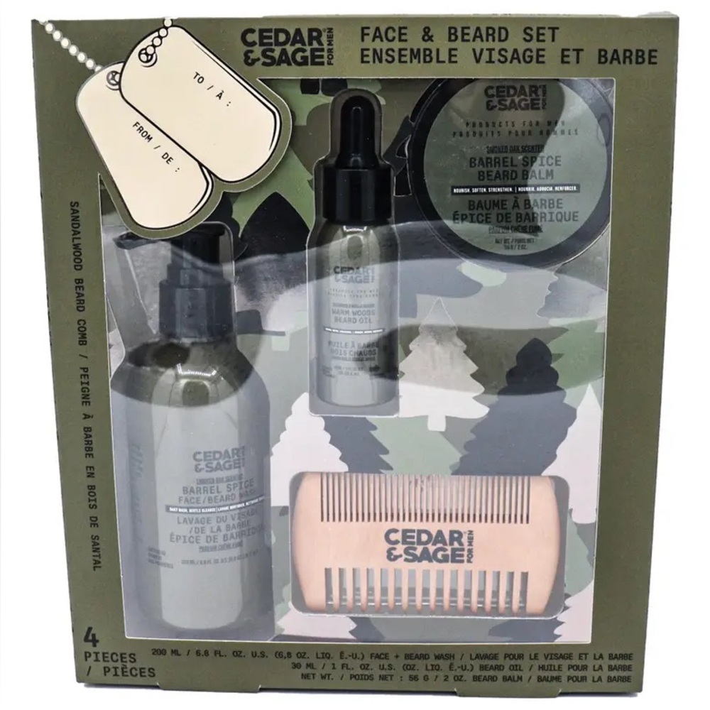 Cedar & Sage 4-Piece Face & Beard Set